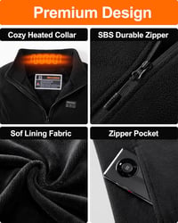 Hecusma Férfi Fűthető Fleece Mellény 16000 mAh Powerbank Vadászat Síelés 8