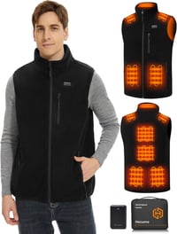 Hecusma Férfi Fűthető Fleece Mellény 16000 mAh Powerbank Vadászat Síelés 1