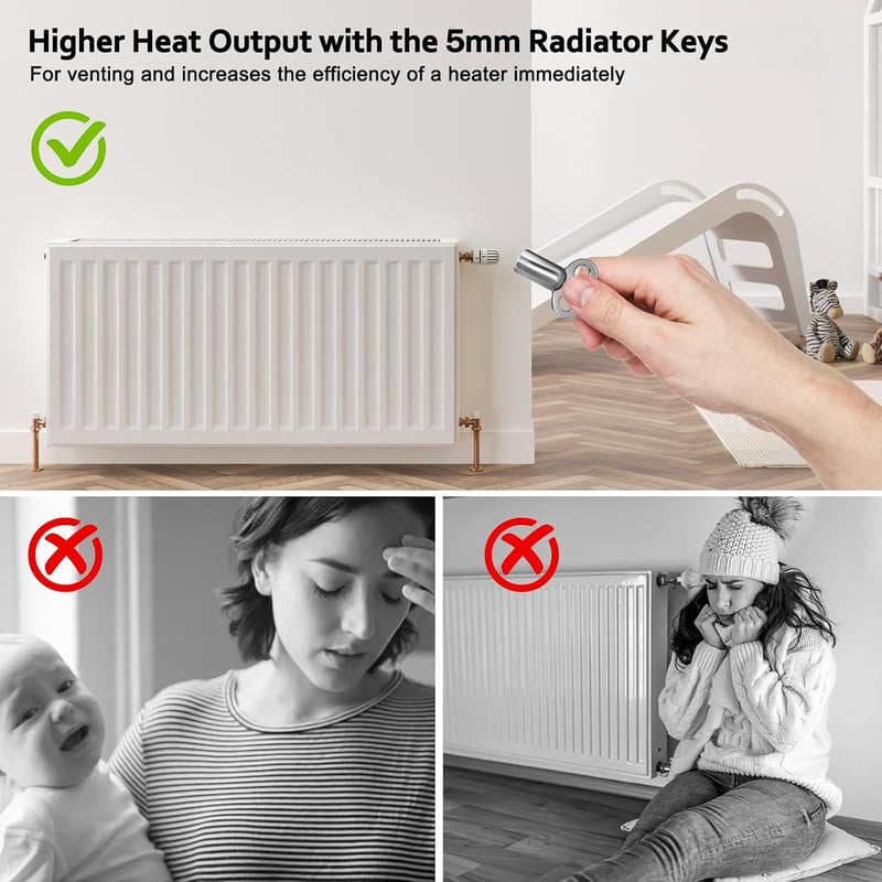 heedpeiur Radiátorszellőztető kulcs 5 mm négyzetkulcs 10 db-os készlet cinkötvözet fűtőtestekhez