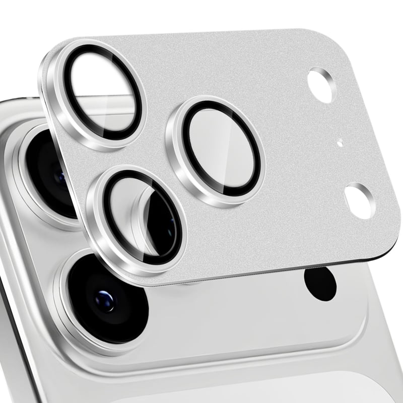 HeeYeal ochranné tvrdené sklo na fotoaparát pre iPhone 17 Pro Max 5G – Ochrana šošoviek z hliníkovej zliatiny, tvrdosť 9H, HD priehľadnosť – strieborné