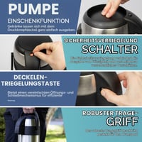 Termos cu Pompă HEFTMAN, Cafetieră, Carafa 5L, Oțel Inoxidabil, Dozator cu Presiune de Aer, pentru Birou și Acasă 5