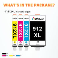 hehua 912XL utángyártott tintapatron csomag HP OfficeJet 8012-8025 nyomtatókhoz, 4 db 8