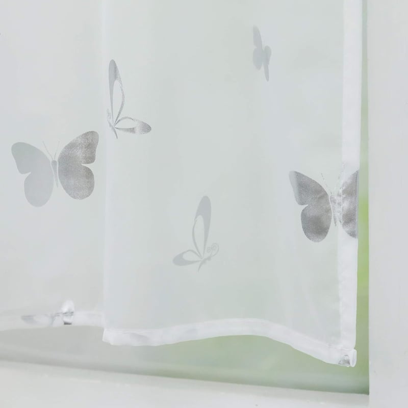 HeichkelL ezüst fényvisszaverő voile függöny pillangó mintás konyhai rövid függöny 30x90cm