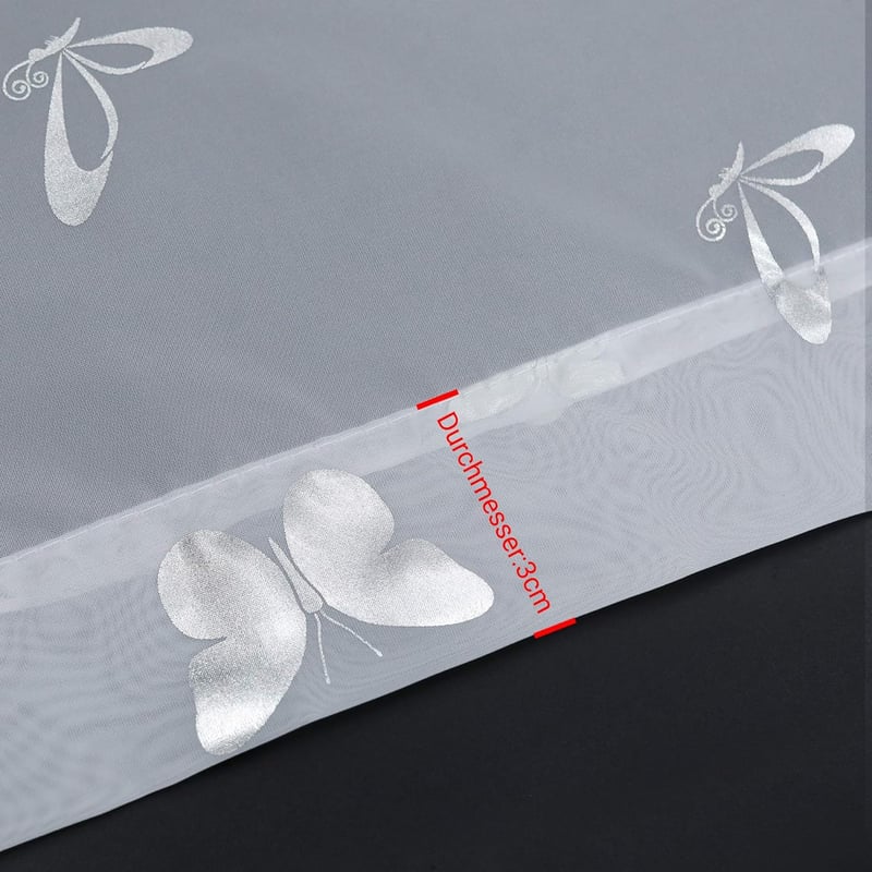 HeichkelL ezüst fényvisszaverő voile függöny pillangó mintás konyhai rövid függöny 30x90cm