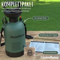 Heimfleiss 5 Literes Nyomáspermetező - Kerti és Autómosó Permetezőpalack, Állítható Vállpánttal, 3 Bar Nyomással, Sárgaréz Szórófejjel, Növé 5