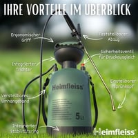 Heimfleiss 5 Literes Nyomáspermetező - Kerti és Autómosó Permetezőpalack, Állítható Vállpánttal, 3 Bar Nyomással, Sárgaréz Szórófejjel, Növé 3