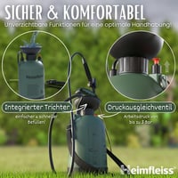 Heimfleiss 5 Literes Nyomáspermetező - Kerti és Autómosó Permetezőpalack, Állítható Vállpánttal, 3 Bar Nyomással, Sárgaréz Szórófejjel, Növé 4