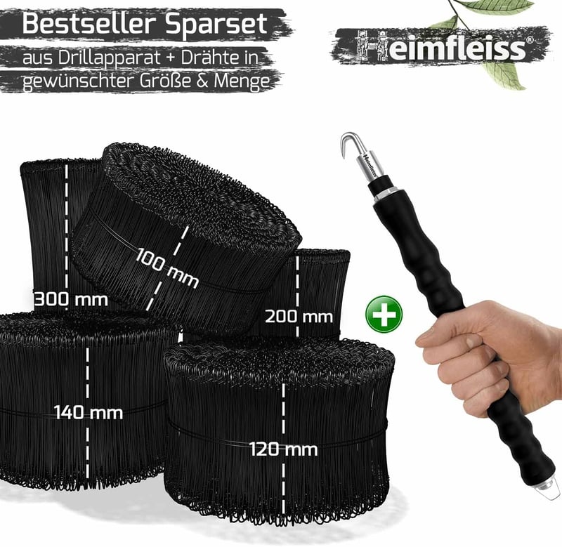Heimfleiss® Fúrófil és Huzalcsipesz 1,4x100-300mm 1000db Betonkötöző Szett