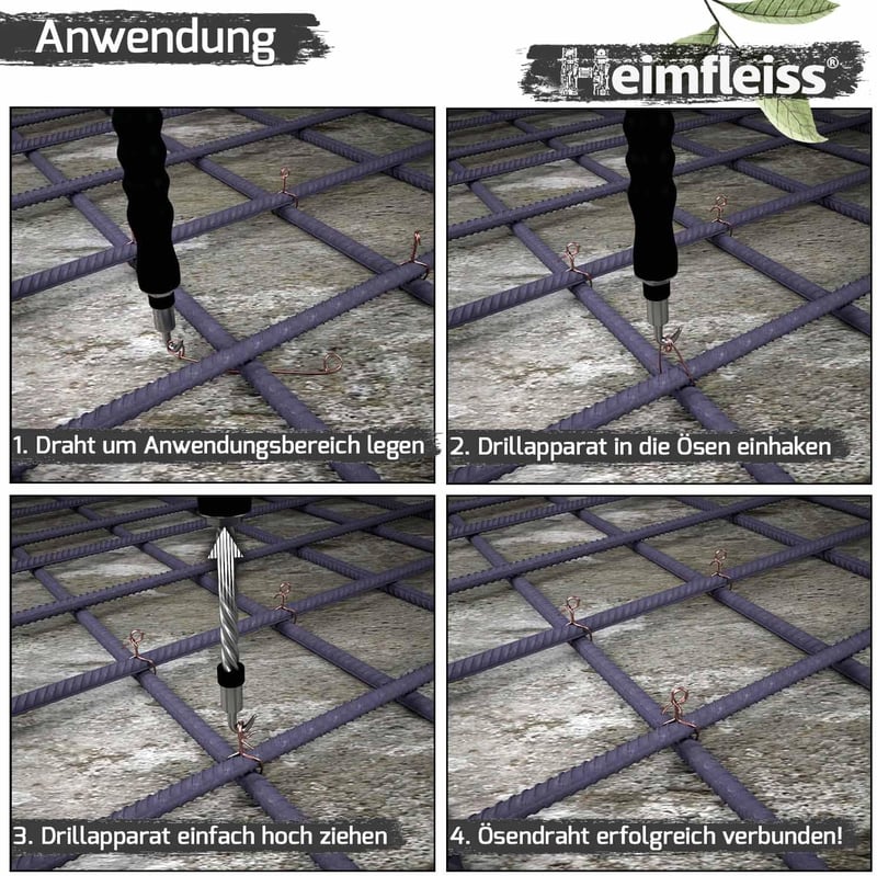 Heimfleiss® Fúrófil és Huzalcsipesz 1,4x100-300mm 1000db Betonkötöző Szett