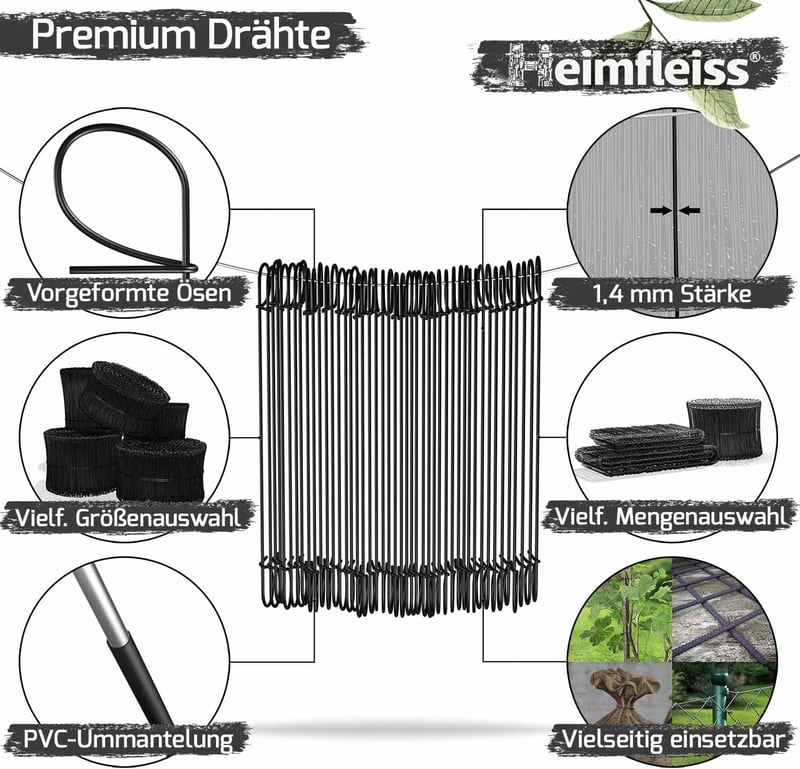 Heimfleiss® Fúrófil és Huzalcsipesz 1,4x100-300mm 1000db Betonkötöző Szett