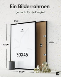 Ramă foto din aluminiu Heimlich, 30x45 cm, neagră, ramă metalică pentru postere, cu front din plastic pentru montare pe perete, 1 buc. 2