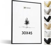 Ramă foto din aluminiu Heimlich, 30x45 cm, neagră, ramă metalică pentru postere, cu front din plastic pentru montare pe perete, 1 buc. 1