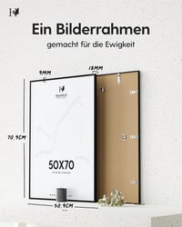 Ramă foto Heimlich® 50x70 cm, ramă metalică din aluminiu negru, ramă mare pentru colaj DIY cu folie de protecție, ramă pentru documente cu montare pe perete 2