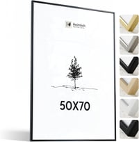 Ramă foto Heimlich® 50x70 cm, ramă metalică din aluminiu negru, ramă mare pentru colaj DIY cu folie de protecție, ramă pentru documente cu montare pe perete 1