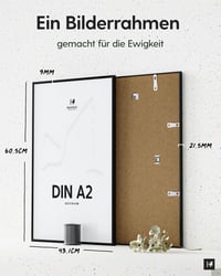 Heimlich Rám na obrazy DIN A2 42x59,4 cm čierny kovový hliníkový veľký kolážový rám na dokumenty a fotografie 1 kus 2