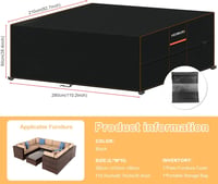 Husă pentru mobilier de grădină HEIMUNI 280x210x90 cm, 420D, impermeabilă, prelată de protecție împotriva prafului pentru masă și scaune de terasă sau balcon 2