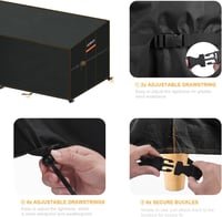 Husă pentru canapea de grădină în formă de L HEIMUNI, impermeabilă, rezistentă la UV, hidrofobă, protecție pentru mobilier din ratan cu șnur de strângere, 286x222x90x80/65 cm 5