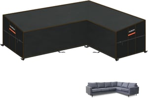 Husă pentru canapea de grădină în formă de L HEIMUNI, impermeabilă, rezistentă la UV, hidrofobă, protecție pentru mobilier din ratan cu șnur de strângere, 286x222x90x80/65 cm
