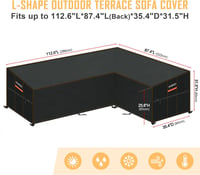 Husă pentru canapea de grădină în formă de L HEIMUNI, impermeabilă, rezistentă la UV, hidrofobă, protecție pentru mobilier din ratan cu șnur de strângere, 286x222x90x80/65 cm 2