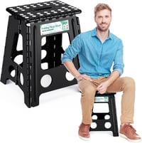 Heimwohl Összecsukható fellépő 40 cm fekete, 150 kg teherbírás, biztonsági retesz és forgatható fogantyú, otthon irodába kertbe és lótartásh 1