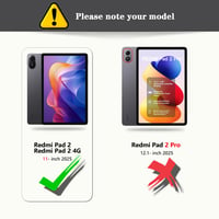 Puzdro na tablet HEISHAYU pre Xiaomi Redmi Pad 2 / Pad2 4G 11" 2025, s funkciou automatického uspania/prebudenia, čierne 2