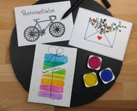 Heite 100 ks bielych prázdnych pohľadníc DIN A6 na kreatívnu tvorbu, pohľadnice s vlastným dizajnom, prémiový natieraný papier 300 g/m² 5
