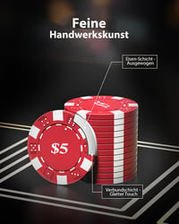 HEITOK 500 Darabos Poker Zseton Készlet 11,5g Számozott Zsetonokkal Alumínium Kofferben 1-500$ Blackjack Kaszinó Játékokhoz 4
