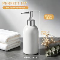 Keramický dávkovač mydla Hejo, 350 ml, so striebornou pumpičkou, biely – opakovane plniteľný dávkovač na tekuté mydlo a mlieko do kúpeľne a kuchyne 2
