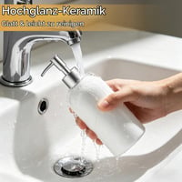 Keramický dávkovač mydla Hejo, 350 ml, so striebornou pumpičkou, biely – opakovane plniteľný dávkovač na tekuté mydlo a mlieko do kúpeľne a kuchyne 5