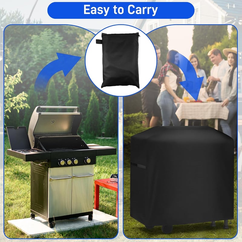 Hejo 420D Oxford fekete grilltakaró szél- és porálló téli ponyva különféle grillhez, 117 x 66 x 117 cm