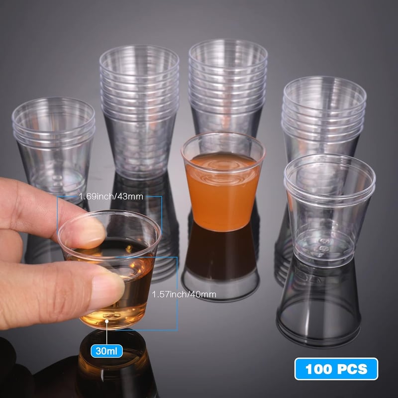 Hejo 50 db Műanyag Pohár 30 ml Parti Pohár Újrafelhasználható Ivópohár