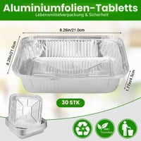 Hejo Aluminijska posuda za roštilj 30 kom – 1200 ml aluminijska posuda za kapanje i pečenje, set 4