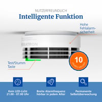 Detektor dymu Hekatron Genius Plus Edition 2021 – 10-ročná batéria, lepiaca podložka, podpora aplikácie, biela, 1 ks – Vyrobené v Nemecku 5