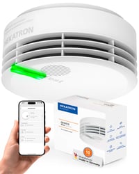 Detektor dymu Hekatron Genius Plus Edition 2021 – 10-ročná batéria, lepiaca podložka, podpora aplikácie, biela, 1 ks – Vyrobené v Nemecku 1