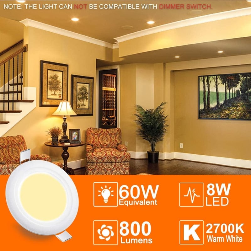 HEKEE LED Beépíthető Spotlámpa 8W Mennyezeti Világítás 2700K Meleg Fehér IP44 Vízálló 800lm 5 Darabos Szett