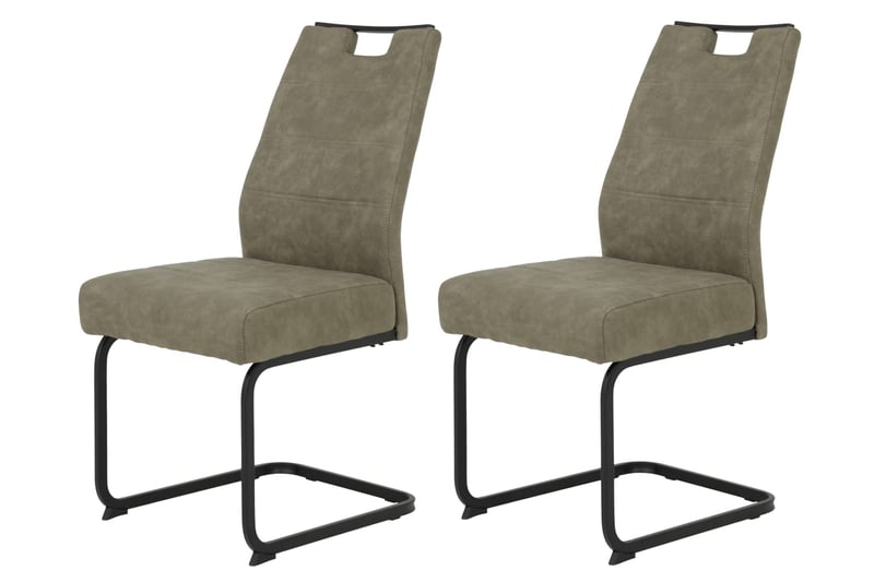 Hela Tische Kerstin XL stolica za ljuljanje, set od 2 komada, mikrovlakna, boja blata, četvrtasti crni okvir, sjedalo s oprugama za udobnost, nosivost 140 kg
