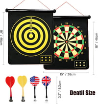 HelaCueil Mágneses Dartboard 38cm Kétoldalas Gyerekeknek és Felnőtteknek 12 Nyíllal 4