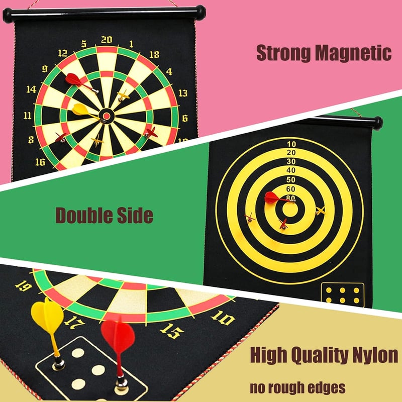 HelaCueil Mágneses Dartboard 38cm Kétoldalas Gyerekeknek és Felnőtteknek 12 Nyíllal
