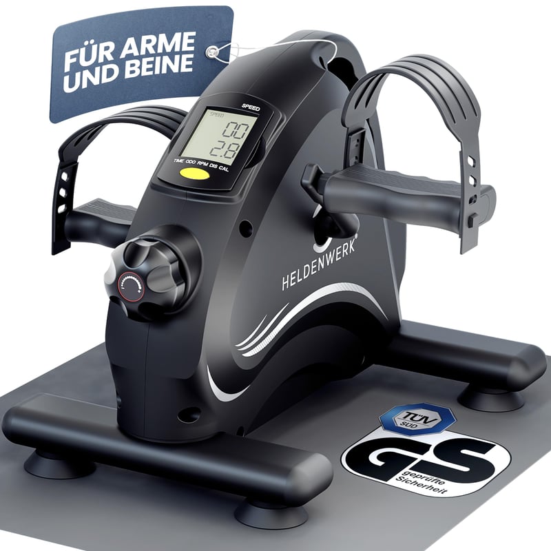 Set Pedale de Exerciții HELDENWERK®, Certificat TÜV/GS, Protejează Articulațiile, Ideal pentru Vârstnici, Bicicletă de Fitness pentru Uz Casnic