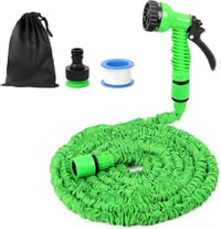 Helhom 15m Rugalmas Kerti Locsolócső Expandálható Öntözőcső Autómosáshoz - 15 m, Green, Rubber Polyester 1
