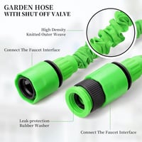 Helhom 15m Rugalmas Kerti Locsolócső Expandálható Öntözőcső Autómosáshoz - 15 m, Green, Rubber Polyester 2