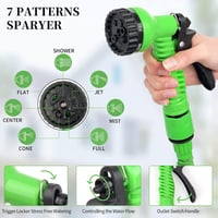 Helhom 15m Rugalmas Kerti Locsolócső Expandálható Öntözőcső Autómosáshoz - 15 m, Green, Rubber Polyester 4