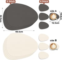 HELI MIAO 6 darabos mosható tányéralátét szett, ovális, szürke-bézs, vízálló - Oval 6er Set, Grey and Beige 2