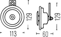 HELLA 3BA 002 768-131 B36 Signálna húkačka - 12V, 116dB, 335Hz, hlboký tón, sivý kryt, plochý konektor 6