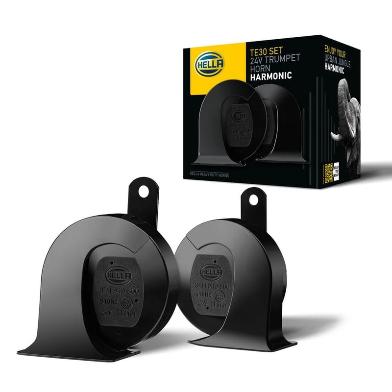 Súprava trúbkových klaksónov HELLA 3FH 940 800-821 24V - 410-510 Hz, 2 ks, čierna