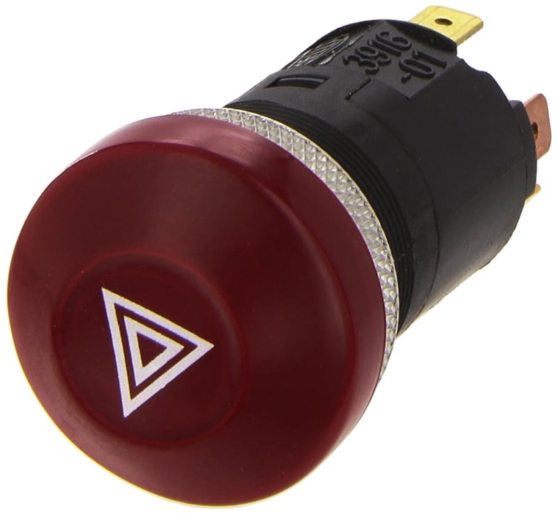 Vypínač výstražných svetiel HELLA 6HF 003 916-011 - 12V - s červenou kontrolkou - traktor