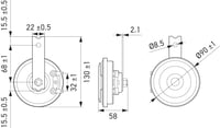 Sada klaksónov v štýle HELLA S90 - 12V - 111dB(A) - 350/415Hz - červeno-čierny kryt - plochý konektor 5