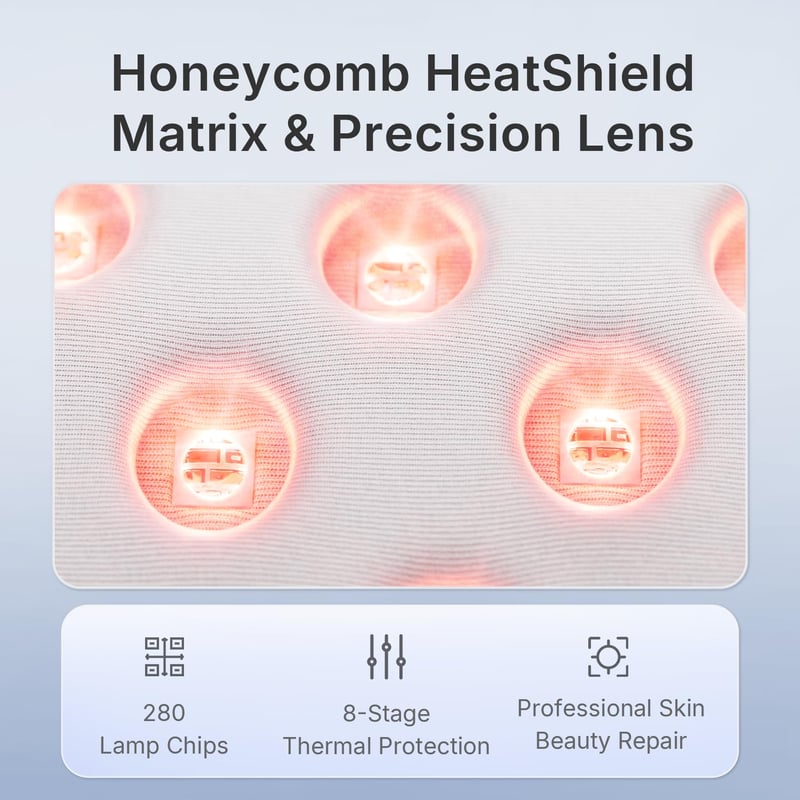 Hello Face 280 LED Vörös Fény Terápia Maszk, 4 Mód, Szemvédelem, Otthoni Bőrápolás