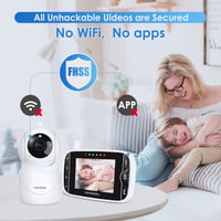Monitor video pentru bebeluși HelloBaby cu cameră și difuzor, ecran IPS LCD de 3,2 inchi, monitor video fără WiFi, vedere nocturnă în infraroșu, audio bidirecțional, VOX, 8 limbi, alb/negru 8