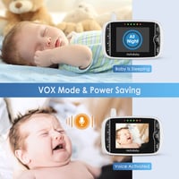 Monitor video pentru bebeluși HelloBaby cu cameră și difuzor, ecran IPS LCD de 3,2 inchi, monitor video fără WiFi, vedere nocturnă în infraroșu, audio bidirecțional, VOX, 8 limbi, alb/negru 5